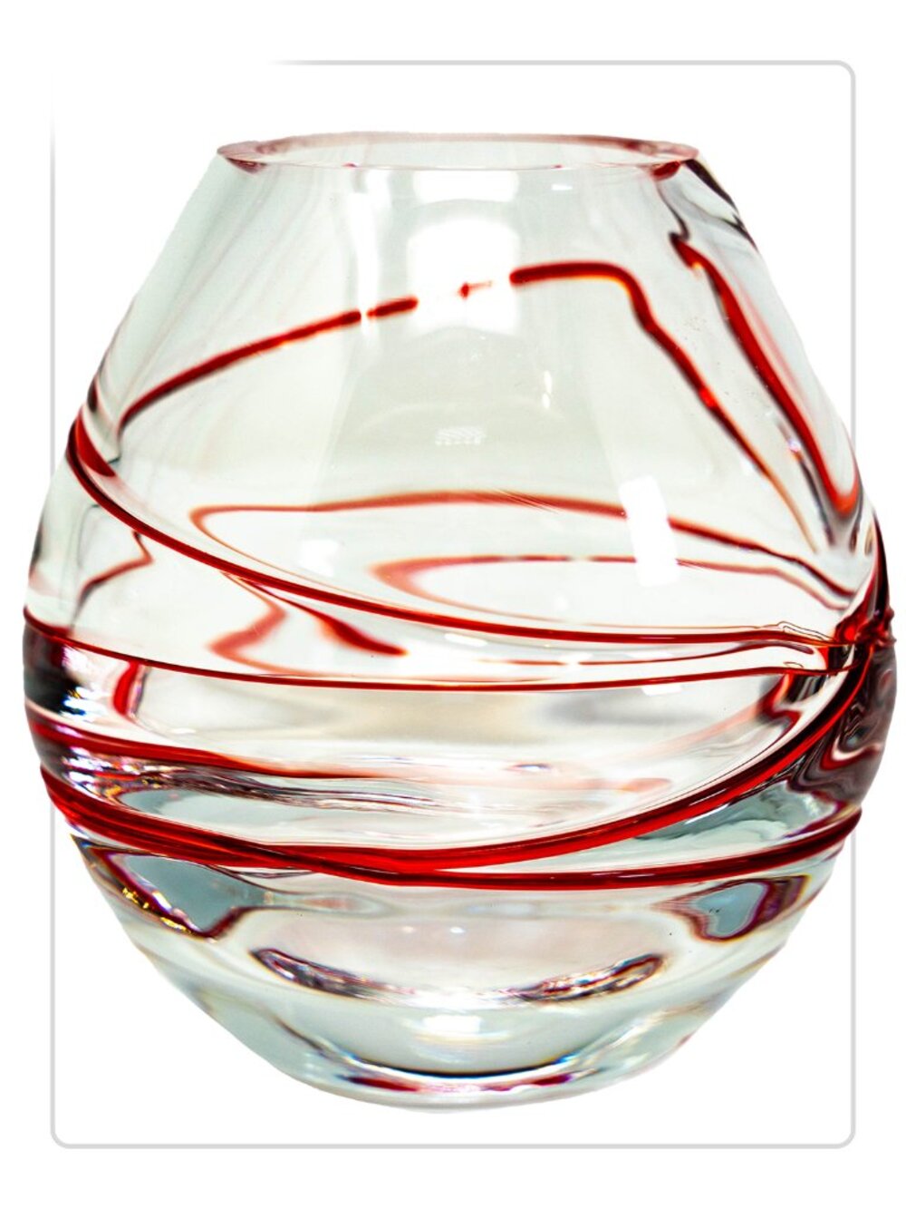 Glass Crystal Red Swirl Vase